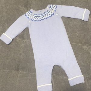 Jacadi Light Blue and White Knit One Piece